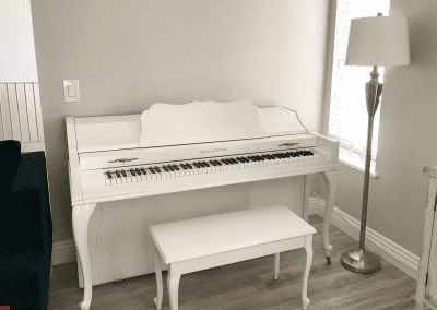 White Satin Baldwin Piano