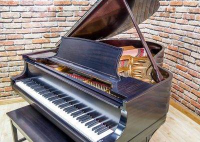 front side view of steinway mahogany, ebony stain